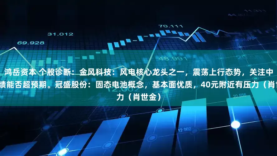 鸿岳资本 个股诊断：金风科技：风电核心龙头之一，震荡上行态势，关注中报业绩能否超预期。冠盛股份：固态电池概念，基本面优质，40元附近有压力（肖世金）