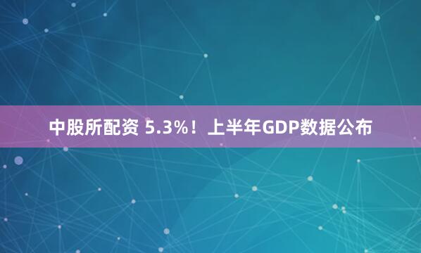 中股所配资 5.3%！上半年GDP数据公布